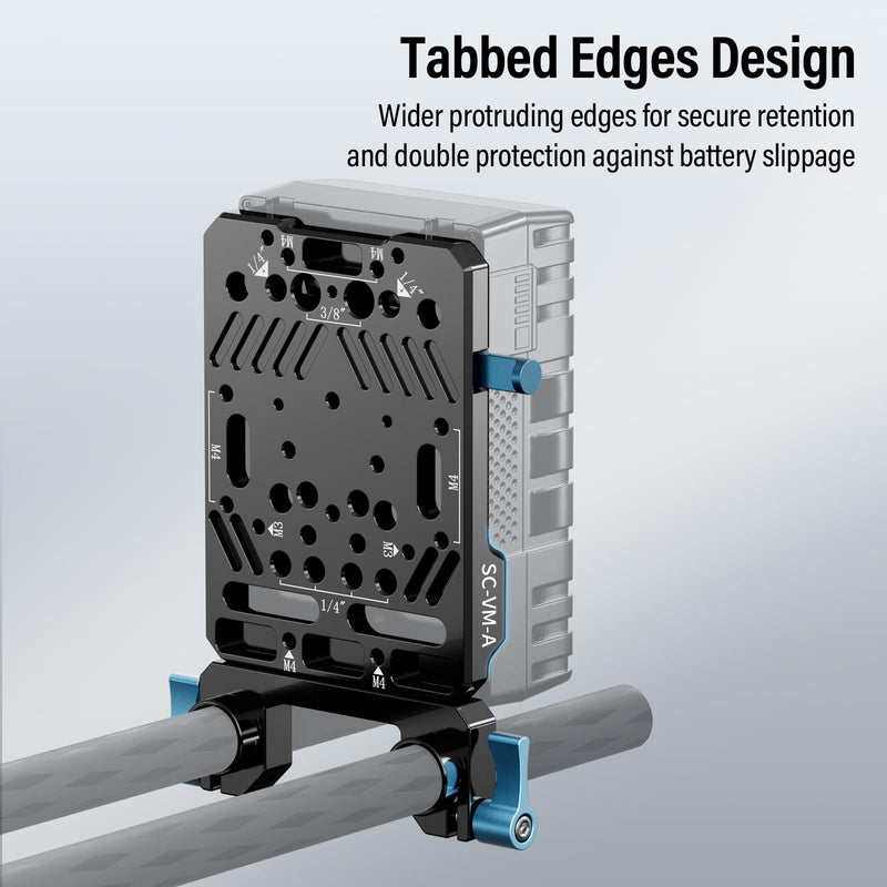 Sirui V Mount Battery Plate with Dual 15mm Rod Clamps, V Lock Mount Battery Baseplate Adapter for Camera Power Supply, SC-VM-A