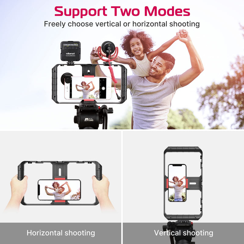 ULANZI U Rig Pro Smartphone Video Rig, Filmmaking Vlogging Case, Phone Video Stabilizer Grip Tripod Mount for Videomaker Film-Maker Video-grapher with Cold Shoe Mount for iPhone Samsung and More Black