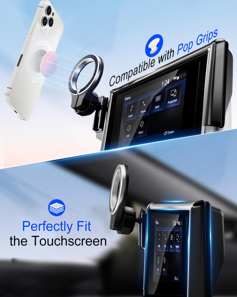 Magnetic Car Mount for Toyota RAV4 2019-2025 7/8-Inch Screen: for MagSafe | Strong Magnets, Adjustable RAV 4 Cell Phone Holder for iPhone Samsung, Eye-Level Viewing, Not for 9/10.5/12.9-Inch Displays 2019-2025 Toyota RAV4