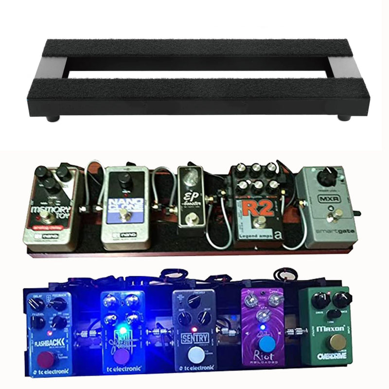 16" Guitar Pedalboard with Tubular Aluminum Frame & Hard-Anodized Finish, Ultra-Sturdy & Scratch-Resistant Portable Board for 3-5 Pedals, Includes Velcro, Power Cables & Zip Ties 16 INCH Black