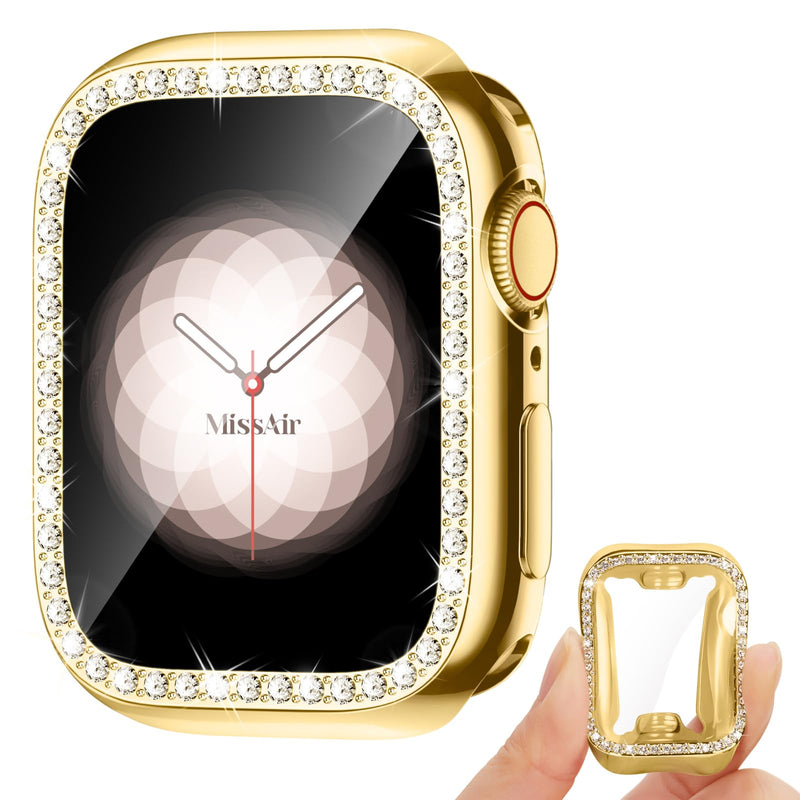 Missair Stainless Steel Metal Band and Bling Soft TPU Case Compatible with Apple Watch 45mm Series 9 8 7