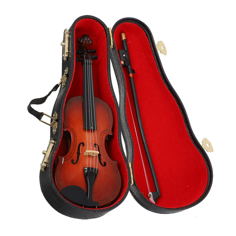 Wooden Miniature Double Bass with Stand Bow and Case Mini Contrabass Mini Musical Instrument Collectible Home Decoration 14X5X1.5CM