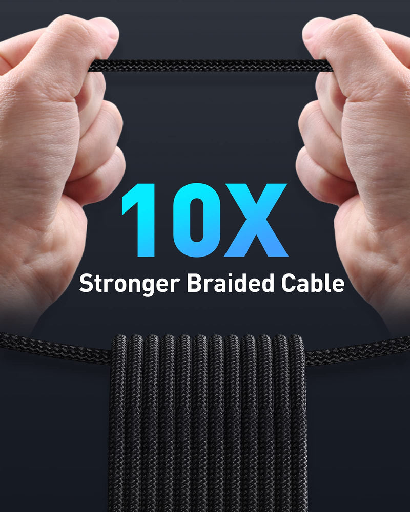 USB C Cable, Baseus 100W PD 5A QC 4.0 Fast Charging USB C to USB C Cable, Zinc Alloy Nylon Braided USB Type C Charger Cable for iPhone 15/Pro/Plus/Pro Max, MacBook, iPad Pro/Air/Mini, Samsung S23/S22+ 3.3ft Black