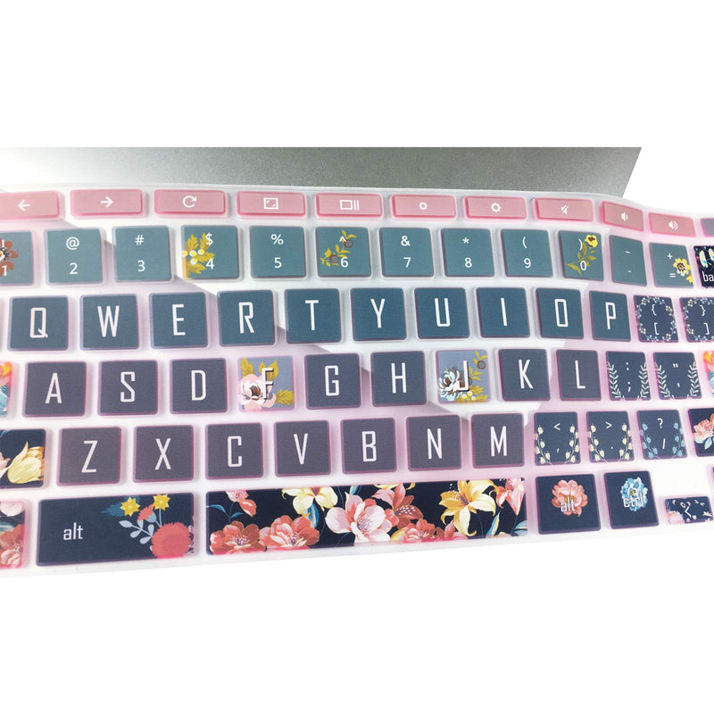 SANFORIN Silicon Keyboard Cover Skin for HP Chromebook 11 x360 11.6", Chromebook 11 G2/G3/G4/G5/G6 EE/G7 EE 11.6’’, HP Chromebook 14-ca 14-ak 14-X Series,HP Chromebook 14 G2 G3 G4,Red Flower Red Flower