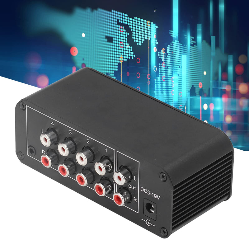 4 Channel Stereo Sound Mixer, Stereo Channel Mini Audio Mixer with Ultra Low Noise, Input and Output, Separate Volume Controls for Headphones