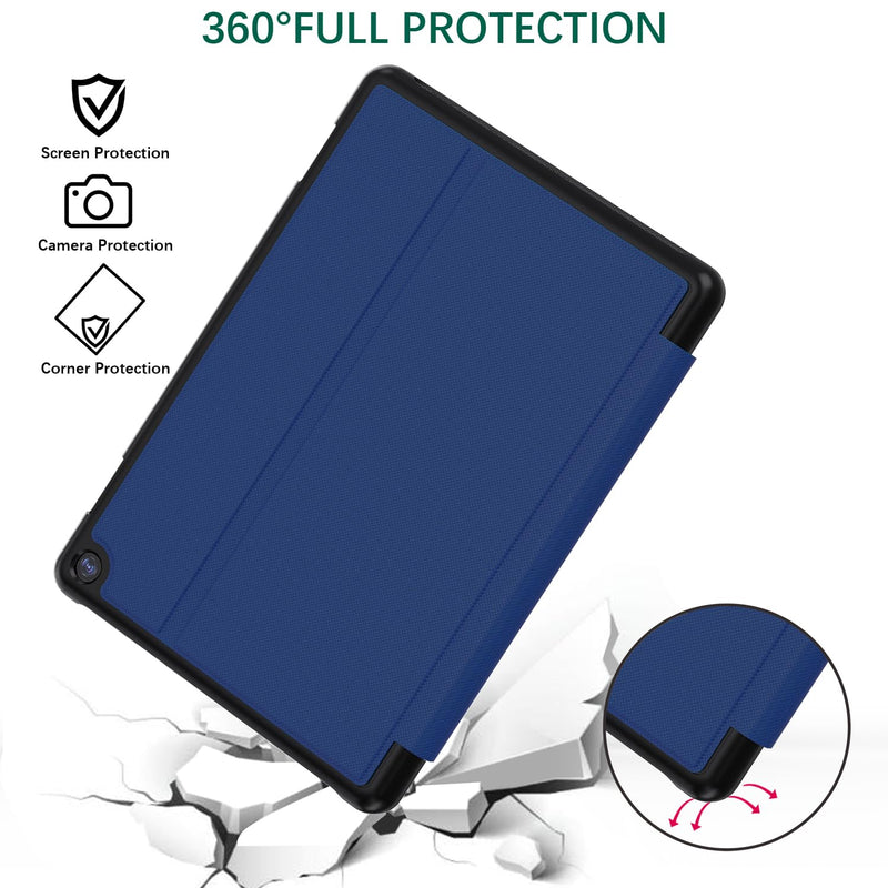 Case for All-New Fire HD 8 & 8 Plus Tablet(12th/10th Generation, 2024/2022/2020), SHREBORN Multi-Gear Adjustable Stand Tablet Covers with Auto Wake/Sleep,Incompatible with iPad Alcatel TCL-Navy Blue Navy Blue