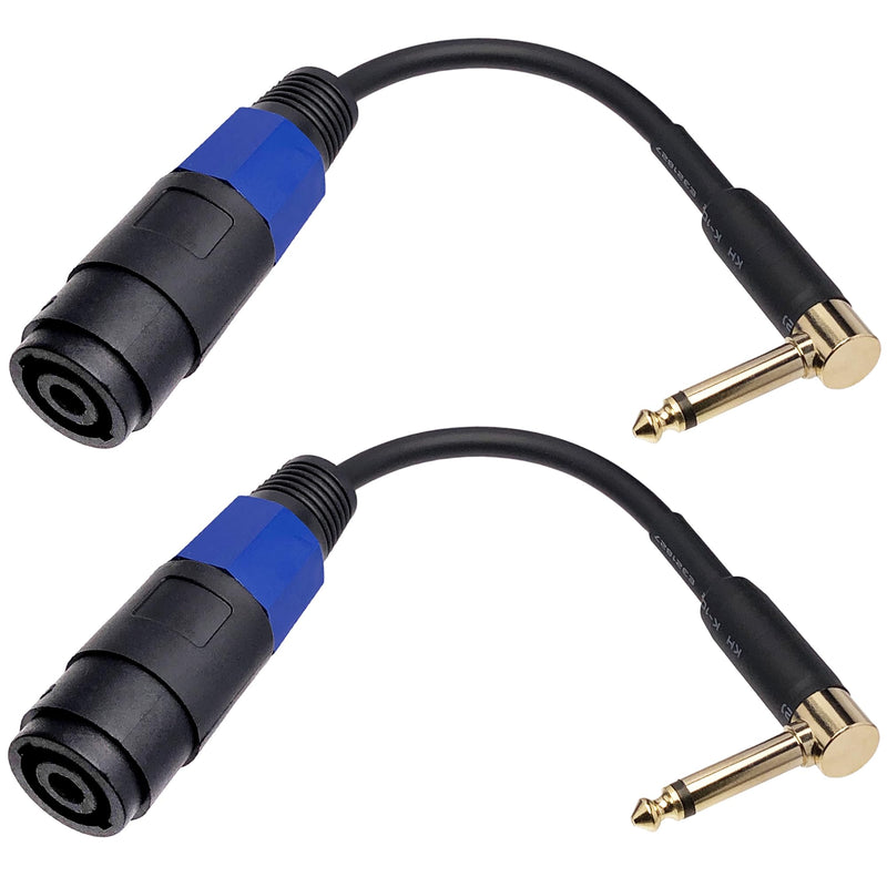 CESS-144 Speakon Female Connector to 1/4" Male TS Speaker Cable - Speak-on Jack to 1/4 TS Plug (Right-Angle Plug) (Pack of 2) Right-angle Plug (Pack of 2)