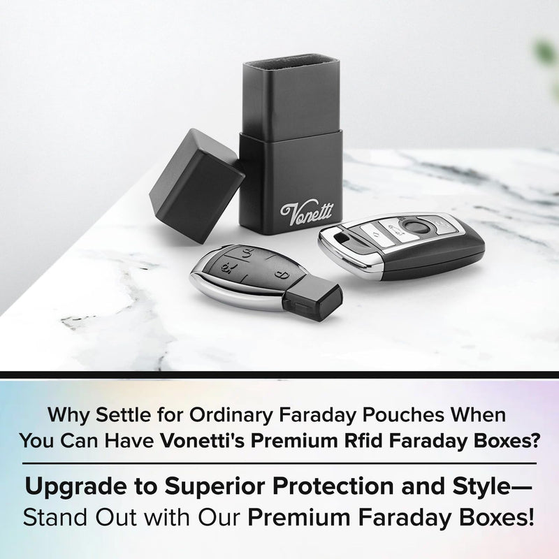 VONETTI Originale Faraday Box for Car Keys - RFID Blocking Key Fob Protector Case - Anti Theft Car Key Signal Blocker - Aluminum Security Box - Key Fob Holder - Perfect Car Accessories for Men &Women