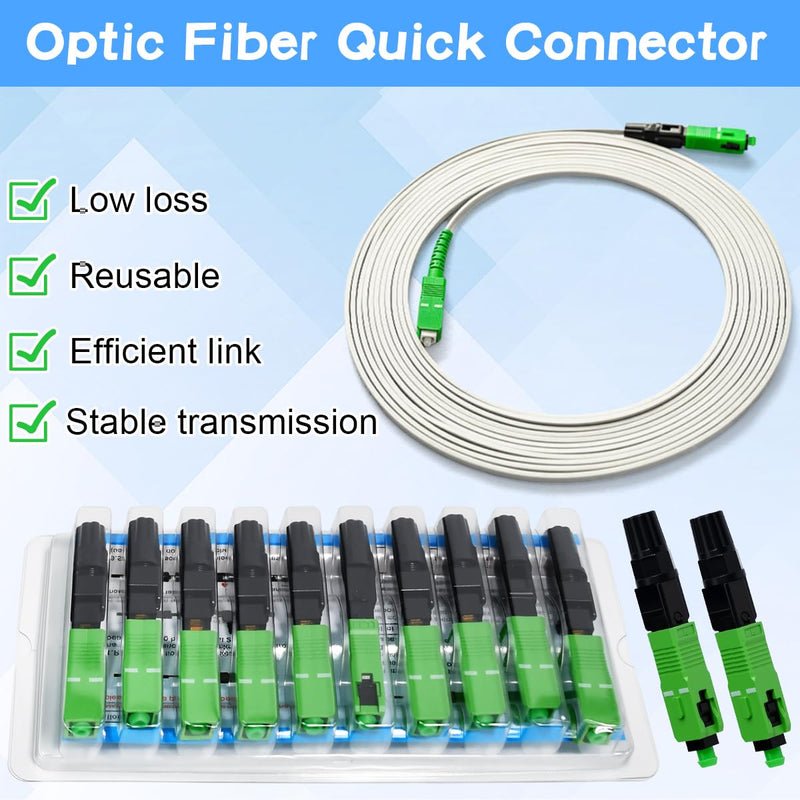 Zuxbolf 12 Stück Glasfaser Verbinder SC/APC Stecker Glasfaser Schnellverbinder Schnelle Adapter Glasfaserstecker Schnellkupplung Glasfaseranschluss für Singlemode Glasfaserverbindungen