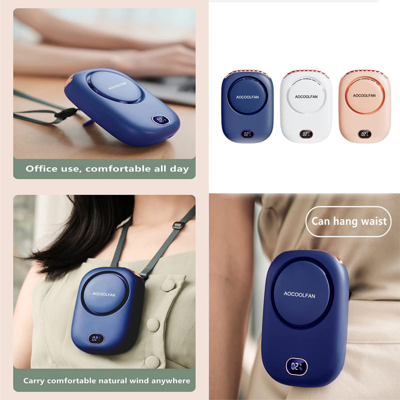 Portable Neck Fan, Handheld Mini Fan Small Personal Fan, Hand Held Fan USB Rechargeable Eyelash Fan for Kids Girls Boys Woman Man Home Outdoor Travel (navy blue) Navy blue