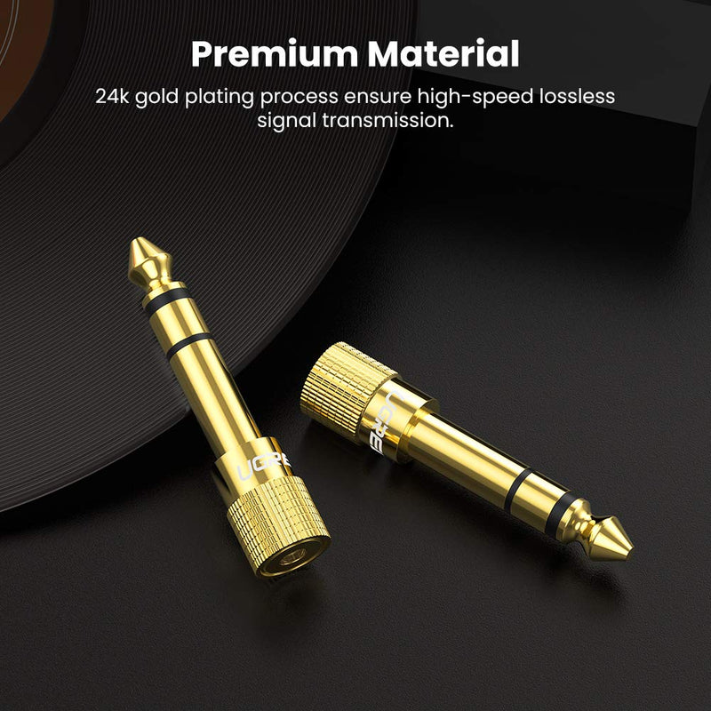 UGREEN 6.35mm 1/4 inch Male to 3.5mm 1/8 inch Female Stereo Headphone Adapter Audio Jack Plug Gold Plated for Speaker Headphone Guitar Digital Piano Amp, 2 Pack