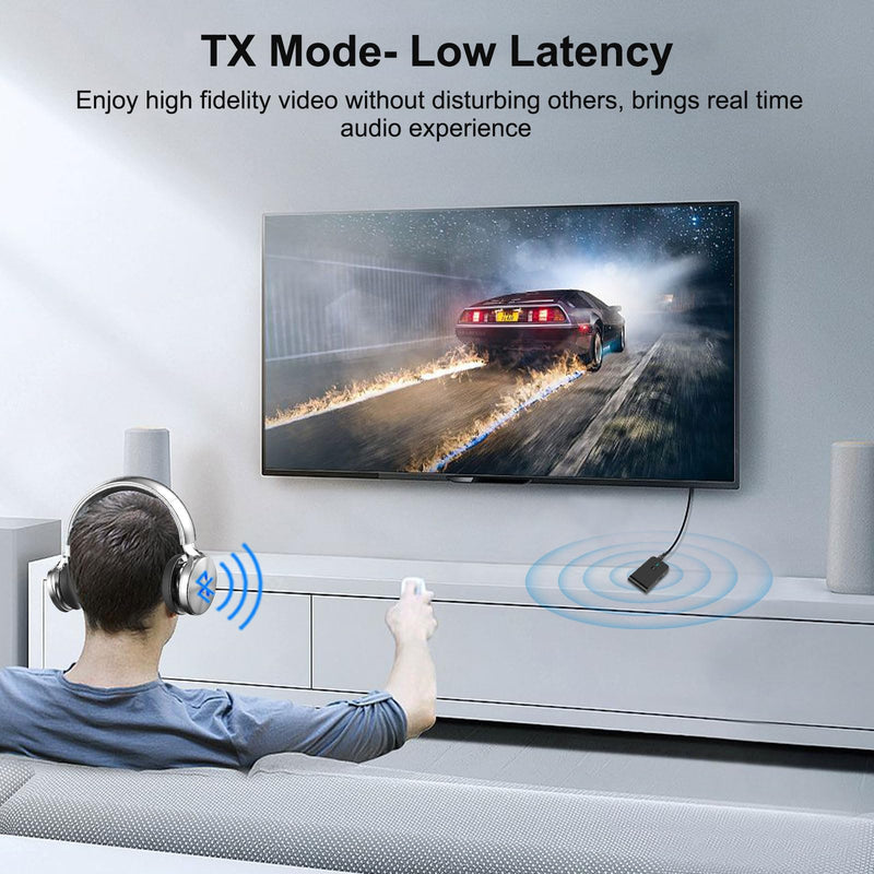 [AUSTRALIA] - Bluetooth Transmitter for TV PC, 2 in 1 Bluetooth Audio Adapter Music Receiver (3.5mm Jack Cable, Low Latency,Built-in Microphone) Wireless Transmitter for Home Stereo/Car/Airplane/Boat/Gym/MP3/MP4 