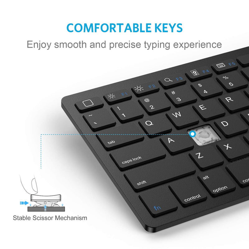 OMOTON Ultra-Slim Bluetooth Keyboard Compatible with iPad 10.2(8th/ 7th Generation)/ 9.7, iPad Air 4th Generation, iPad Pro 11/12.9, iPad Mini, and More Bluetooth Enabled Devices, Black