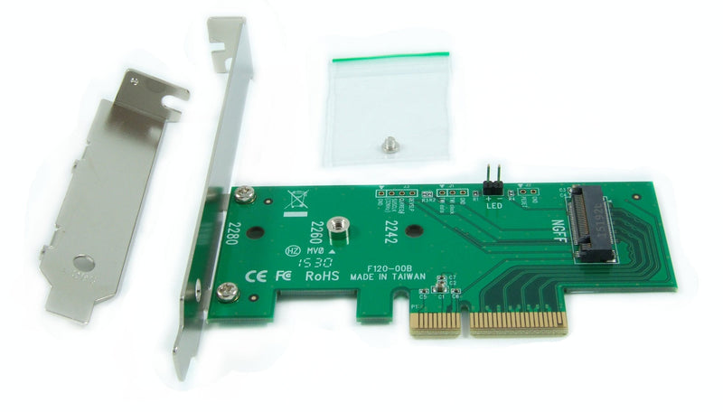 Ableconn PEXM2-SSD M.2 NGFF PCIe SSD to PCI Express x4 Host Adapter Card - Support M.2 PCIe (NVMe or AHCI) Type 2280, 2260, 2242 PCIe M.2 (M-Key)