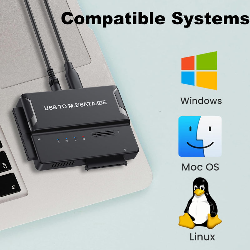 NVMe SSD Enclosure, USB to M.2 and IDE SATA Adapter Hard Drive Reader