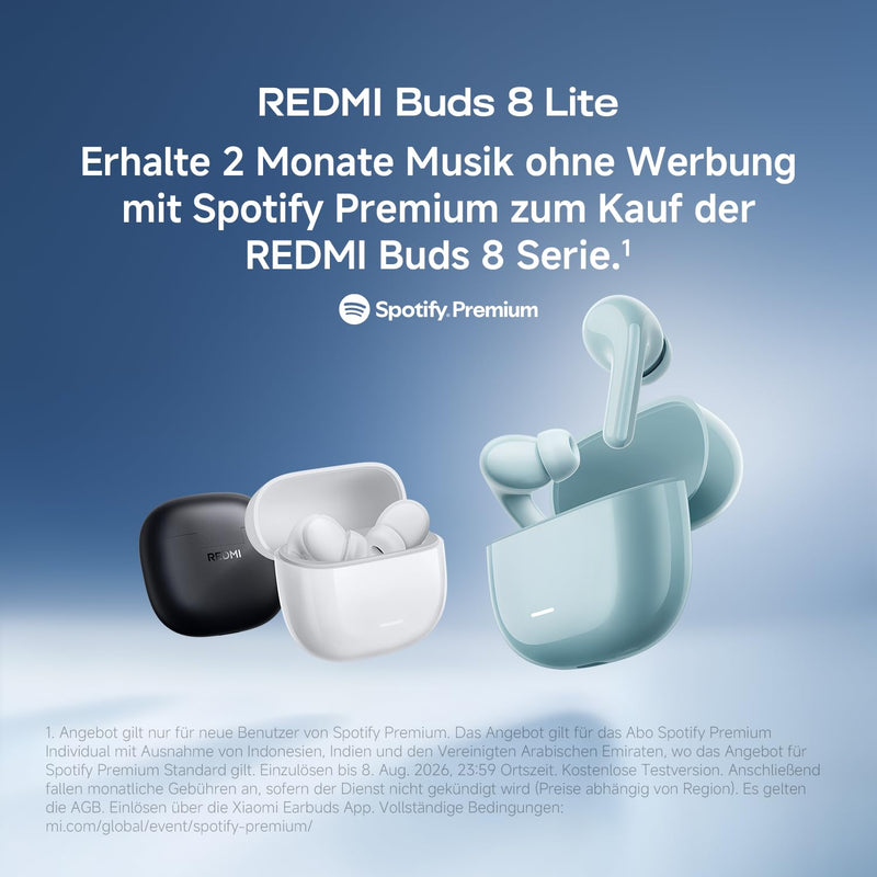Redmi Buds 8 Lite Wireless Earbuds, 42dB Hybrid Active Noise Cancellation, 8H/36H Battery, 12.4mm Dynamic Driver, Fast Charging, Dual-Mic Clear Calls, Google Fast Pair, Blue