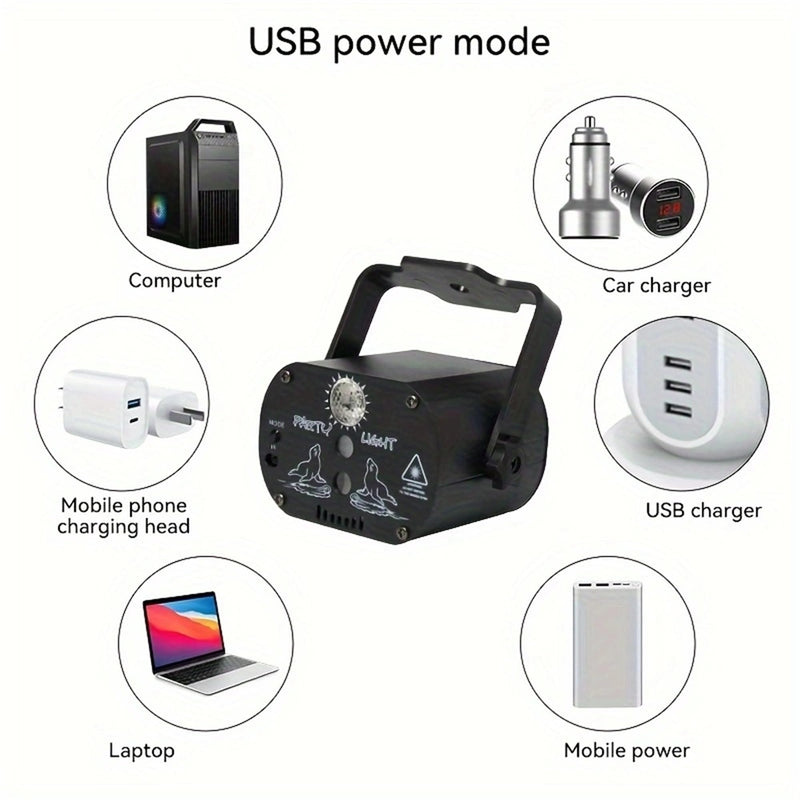 USB-Powered 60-Patterns 240 Conbination Effects Stage Light Party Light UV & RGB Backlight Remote Control for Indoor Events, Birthdays, Halloween, Karaoke, Club, and KTV (R60)