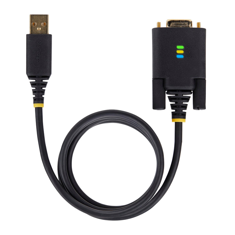 StarTech 6ft USB to Null Modem Serial Adapter Cable (1P6FFCN-USB-SERIAL) | USB-A to RS232, Changeable DB9 Screws Nuts, FTDI, COM Retention, LED Indicators