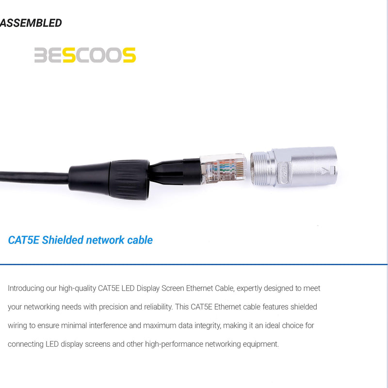 RJ45 CAT5E Ethercon Cable Both Ends with Ethernet Shielded Connectors (Black, 3Feet_5PCS)