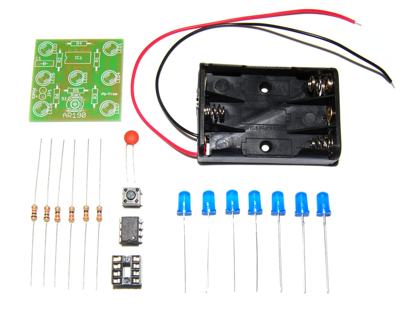 ArliKits AR190/B Electronic Cube with 7 Blue Flashing LEDs Great Fun Electric Cube Replacement Simple Soldering Kit
