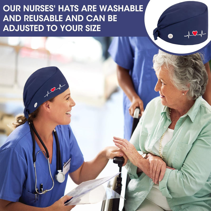 Surgical Cap, Fabric Surgical Caps, Fabric Nurse Accessories for Doctors, Surgical Caps, Women, Doctor's Headwear, Comfortable and Stylish Cover for Medical Procedures, Dark Blue with navy 1