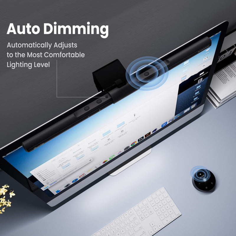 Quntis Computer Monitor Lamp, Screen Monitor Light Bar for Eye Caring, USB Reading LED Task Lamp with Auto-Dimming, Dimmable Light Bar, Touch Control, No Glare Space Saving Home Office Desk Lamps ScreenLinear Pro ‎Gray