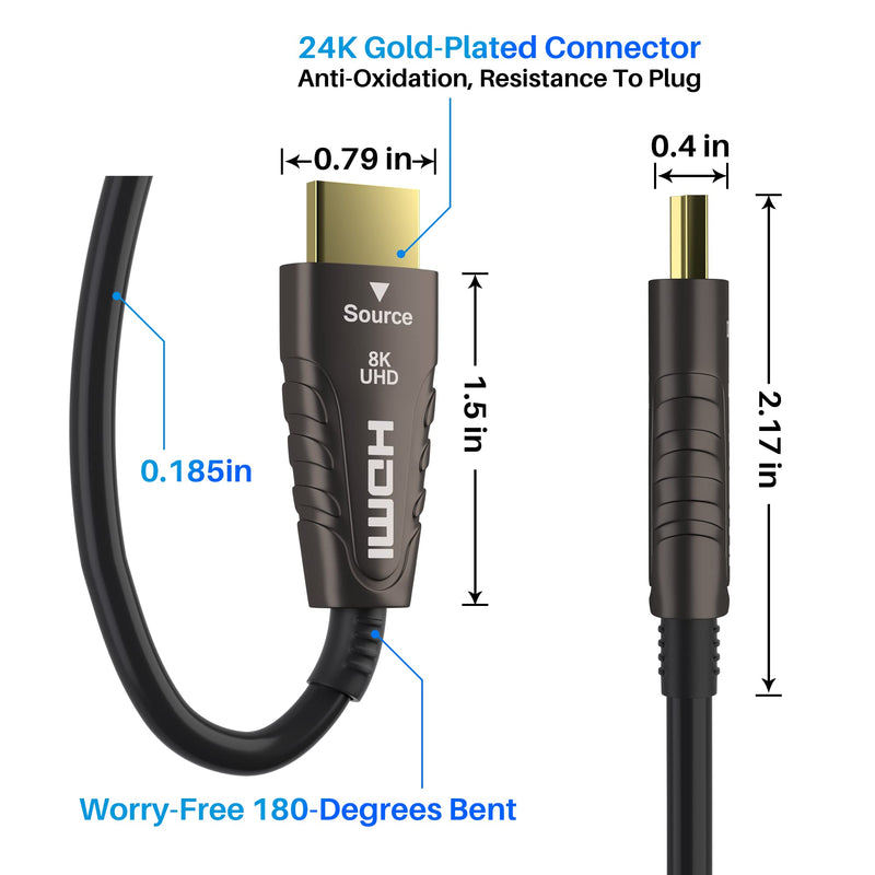 Adoreen 8K Fiber Optic HDMI 2.1 Cable 35 Feet-10 Meter（Certified） Active Optical HDMI Cord for 8K@60Hz 4K@120Hz 2K@240Hz Dynamic HDR eARC HDCP2.2&2.3 4:4:4 3D,Compatible PS5/PS4,Ultra HD TV 35FT