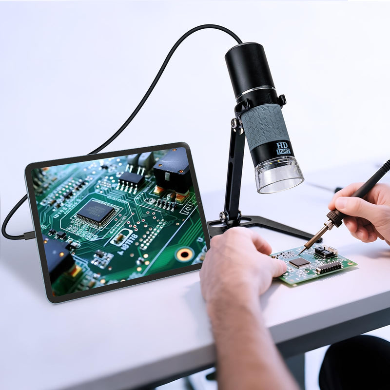 [AUSTRALIA] - Ninyoon Full HD 1080P USB Digital Microscope Camera for iPhone iPad Android PC, 50-1000X High Definition Portable Handheld Microscope with Light for Coin Plants Trichome Soldering Skin Scalp Black 