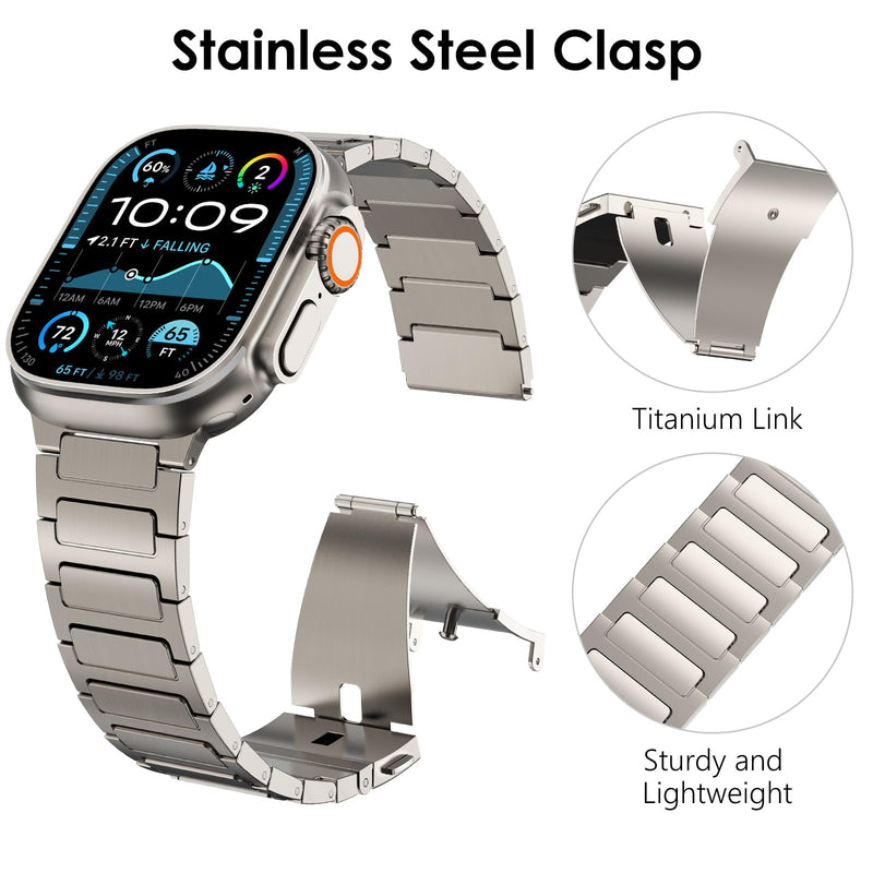 NewWays Grade 2 Titanium Band Compatible with Apple Watch Band for Men Ultra 3 2 1 49mm Series 10 46mm 45mm 44mm