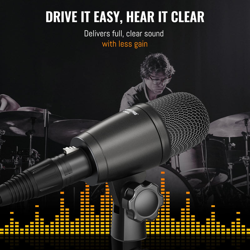 Phenyx Pro PDM34 Snare Drum Mic, Cardioid Dynamic Microphone with Clip-on Microphone Clamp, Integral Stand Mount, and Long-Lasting Metal Housing