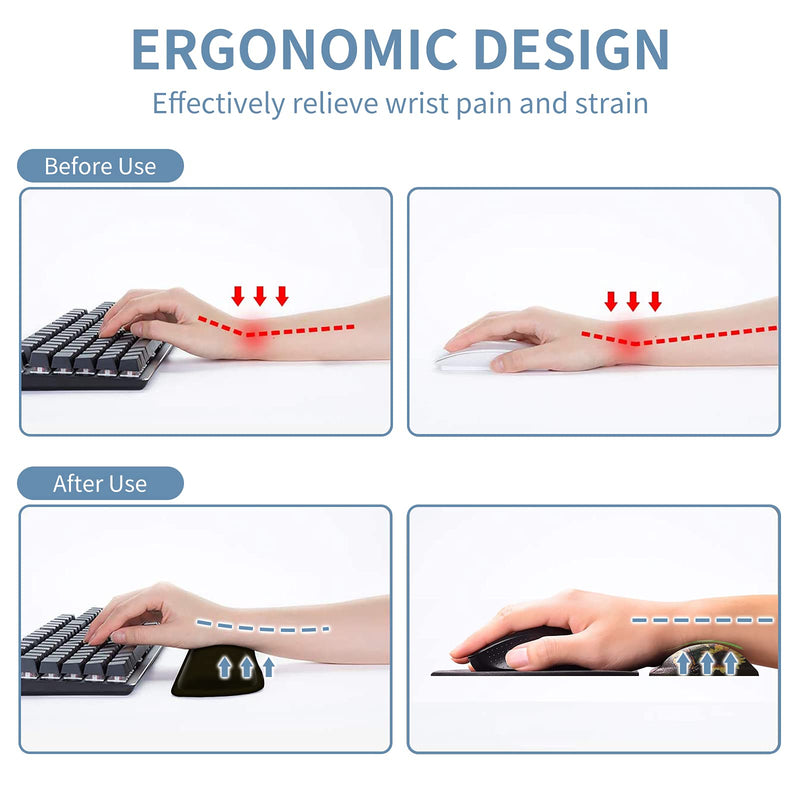Keyboard Wrist Rest + Mouse Pad + Mouse Wrist Rest Support Set + Coaster, Ergonomic Memory Foam Mouse and Keyboard Pad Set for Laptop Computer Office Home Working Gaming, Sunflower Butterfly