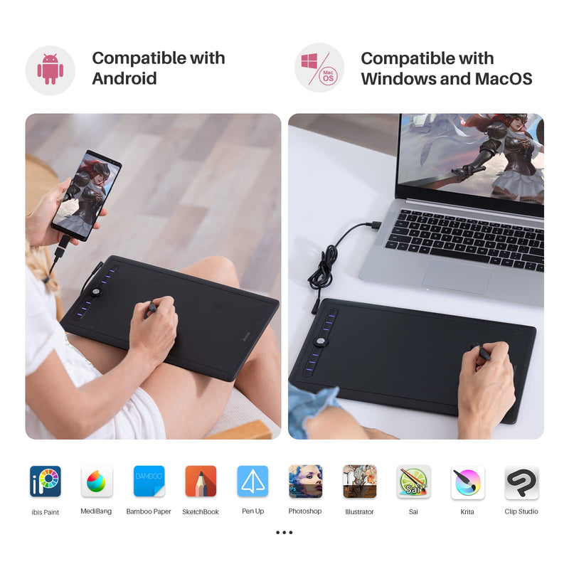 Drawing Tablet Artisul M0610Pro 10x6 Inch, Tilt Support, Scroll Wheel | Battery-Free Pen with 8192 Pressure | 7 Hot Keys | Works with Windows macOS PC | Android Support