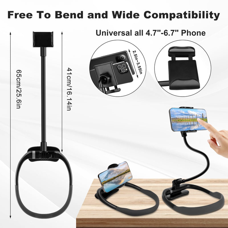 [AUSTRALIA] - Cell Phone Stand, Neck Cell Phone Holder, Hand Free Flexible Gooseneck Phone Holder for Bed, Neck Phone Holder POV/Vlog Selfie Mount, Universal Multi-Functional Phone Stand for 4.7''-6.7'' Phone 