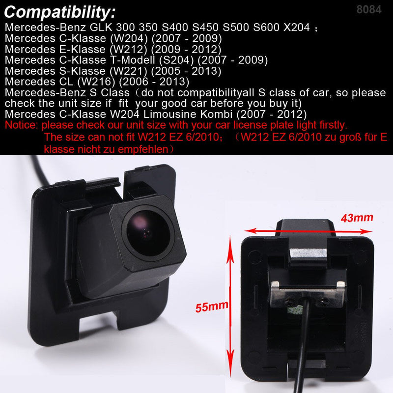 car rear view back up parking vehicle camera reverse HD waterproof for Mercedes Benz GLK300 350 W204 S CLASS W220 W221 W212 S250 S300 S320 S350 W216 E Class E180 E200 260 (Super Pro HD camera)