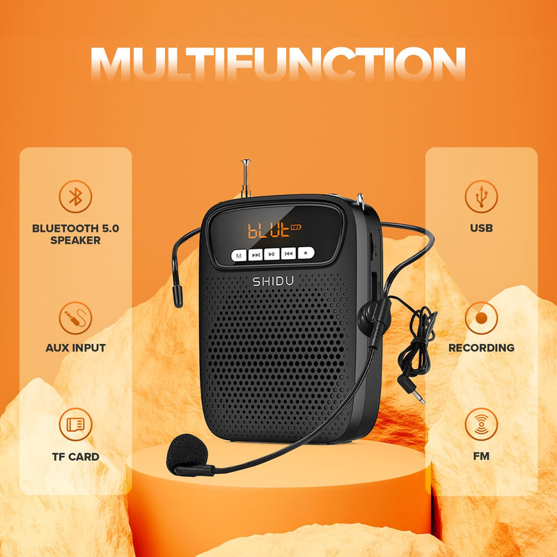 15W Portable Mini Voice Amplifier with Lapel Microphone & Wired Microphone Headset, Rechargeable Megaphone Speaker with 2 Mics for Teachers, Small Pa System for Classroom