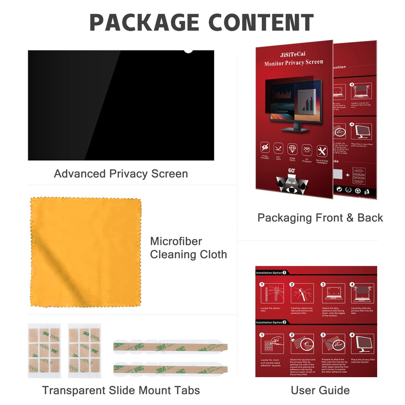 JiSiTeCai - 20 Inch Computer Privacy Screen Filter (16:09) - Premium Anti-Glare Computer Screen Cover - Anti Scratch - UV & Blue Light Screen Protector