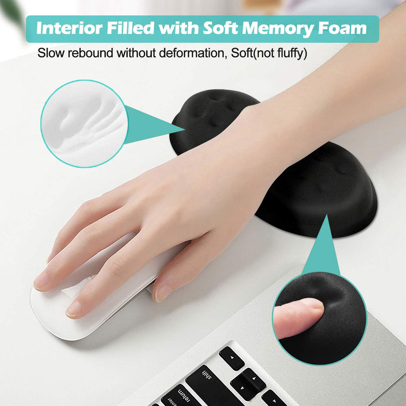 Vankey Soft Memory Foam Mouse Wrist Rest Support, Cool Ergonomic Hand Rest Support for Computer, Laptop, Office, PC Gaming - Massage Holes Design - Easy Typing Wrist Pain Relief and Repair Black