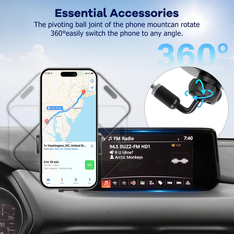 Car Phone Holder Fit for Mazda CX5 2021-2025 Accessories Dashboard Organizer with Cell Phone Mount 10.25-inch, Cell Phone Automobile Cradles Hands-Free 360 Degree Rotation 2021-2025 Mazda CX5