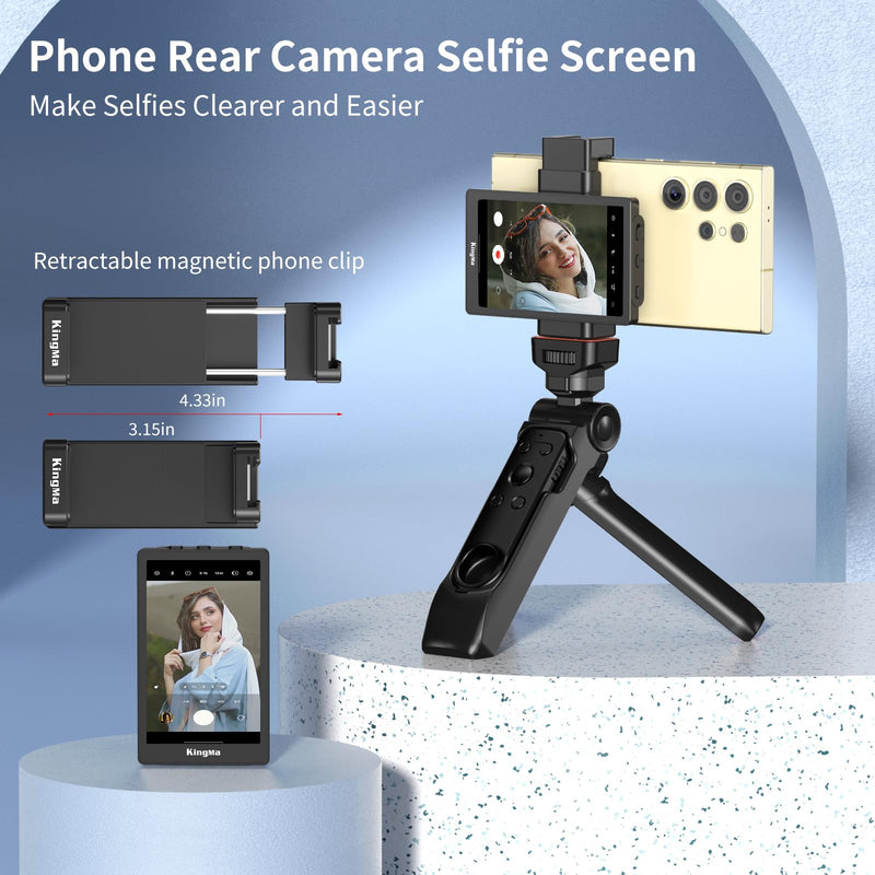 [AUSTRALIA] - King Ma Phone Vlog Selfie Monitor Screen for Samsung - Sync Back Camera to Selfie Screen with Magnetic Phone Clip & Bluetooth Remote for Vlog Live Streaming TikTok,Supports up to UHD 60FPS Recording PH01-H-KMUS 