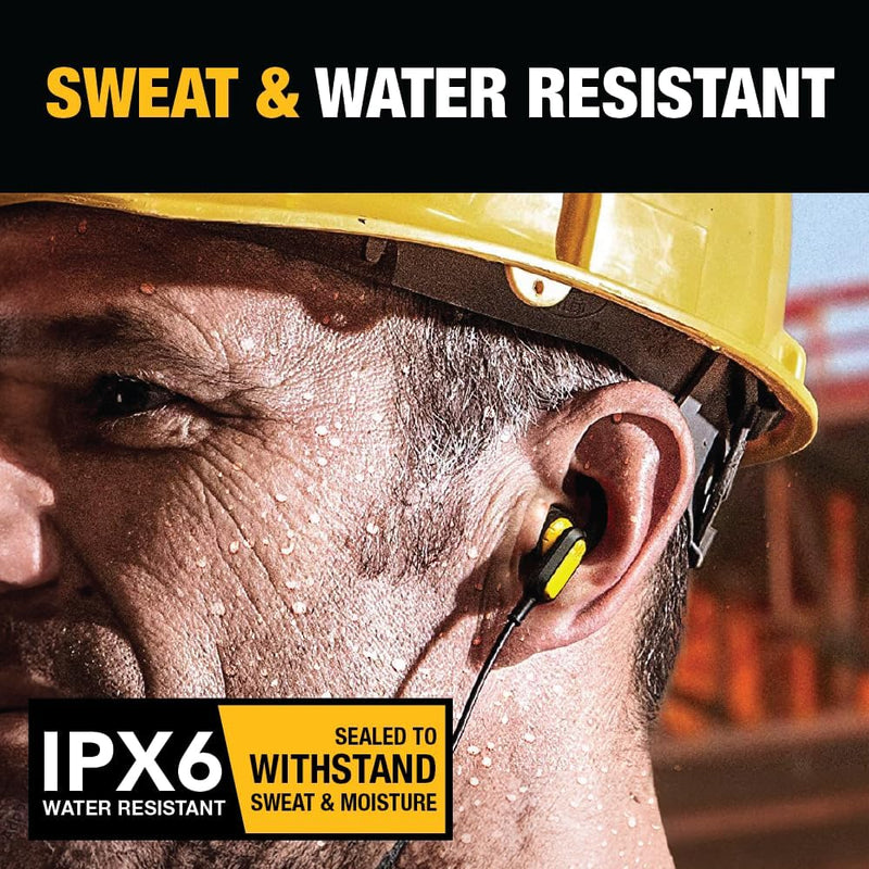 DEWALT Heavy Duty Bluetooth Neckband Headphones, Wireless Around The Neck Earbuds w/ 30H Runtime + Noise Isolation, Secure Magnetic Wireless Earbuds, Jobsite Pro Built-in Mic Bluetooth Headsets Yellow