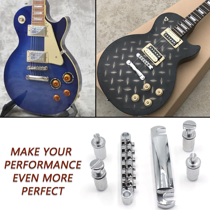 1 Set Silver Metal Tune-O-Matic Electric Guitar Bridge and Tailpiece for Enhanced String Stability, Replacement Electric Guitar Parts Ideal for SG Les Paul LP Guitars