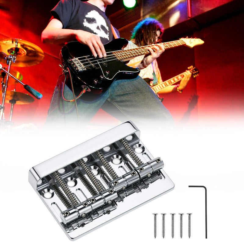 [AUSTRALIA] - QWORK Bass Bridge Guitar Bridge for 4-String Bass - Compatible with Fender Precision & Jazz Basses, 19mm String Spacing, Adjustable Height & Intonation 