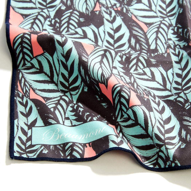 [AUSTRALIA] - Beaumont Tropical Leaves Musical Polishing & Cleaning Patterned Instruments Trumpet Clarinet Sax Flute Recycled Microfibre Cleaning Cloth Brass Silver 40 x 30 cm (BFC4030-TL) 