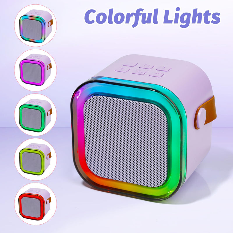 [AUSTRALIA] - Karaoke Machine for Kids, Mini Karaoke Speaker with 2 Wireless Microphones,Voice Effects,LED Lights, Portable Singing Machine for Girl, Ages 3,4,5,6,7,8,9,10,11,12+ Years Old Birthday Gift(Purple) Purple 