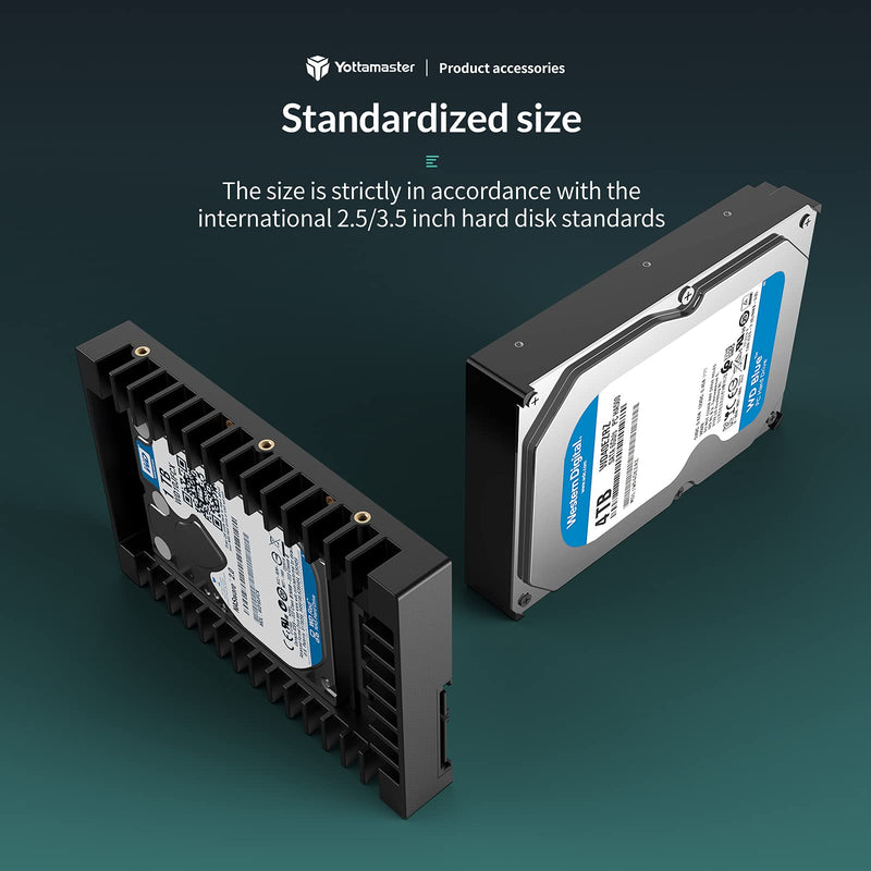 Yottamaster 2.5" to 3.5" Hard Drive Adapter-ABS Hard Drive Mounting Bracket for 7/9.5/12.5/15mm 2.5" SATA HDD SSD, SATA 3.0 Interface