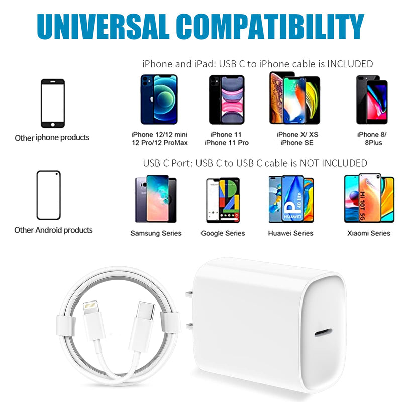 iPhone 13 12 11 Fast Charger [MFi Certified],10FT Long Fast Charging Lightning Cable with 20W USB C Charger Block for iPhone13/13Pro Max/12/12 Pro Max/11/11Pro/XS/Max/XR/X/8Plus,iPad,2 Pack White