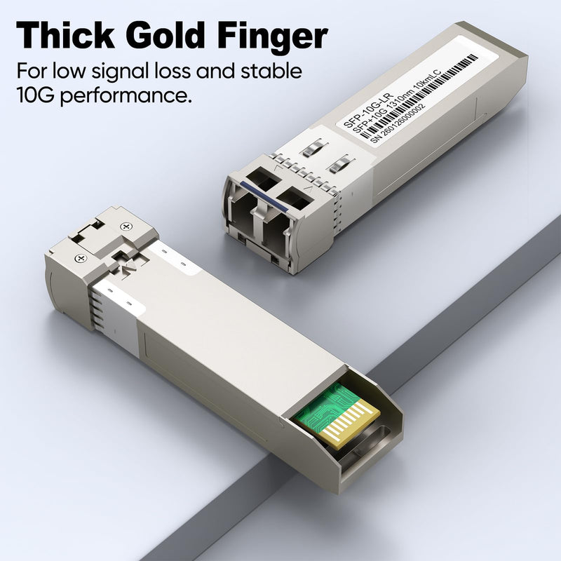 10G SFP+ to LC Module, 10GBase-LR Fiber Transceiver Single Mode, Up to 10KM | for Cisco SFP-10G-LR, Meraki MX100/MX400/ MX600/ MX450, MikroTik,Fortinet,Ubiquiti UF-SM-10G,TP-Link,Netgear 10G-LR:10km Black
