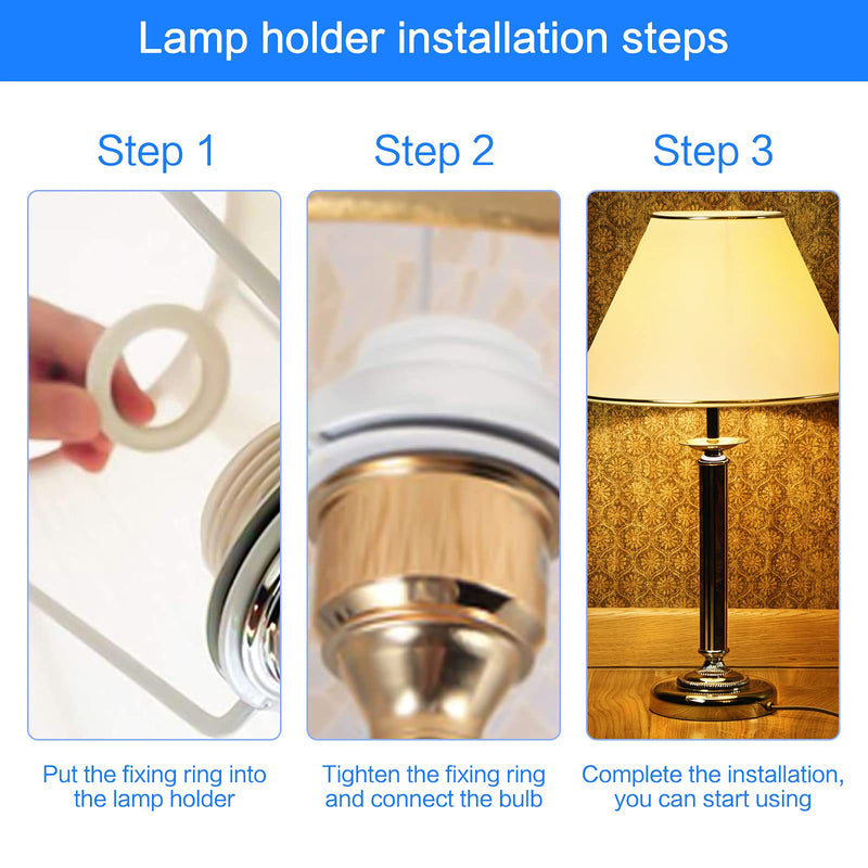 Haisheng Pack of 15 Screw Ring E14 White Lamp Holder Lock Thread Ring Replacement Ring Plastic E14 Socket Screw Ring Lamp Holder Lampshade Ring Set for Lamps Shade and Glass Elements (White)