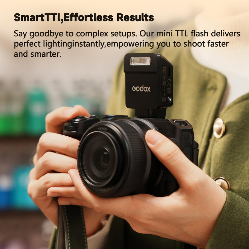 GODOX IT22 S TTL MINI iFlash Camera Flash Light,700+ Flashes & 1.5 s Recycling,6 Stops (1/32 to 1/1 Power),Built in Battery with Magnetic Diffuser & Filter (Black, for Sony) Black