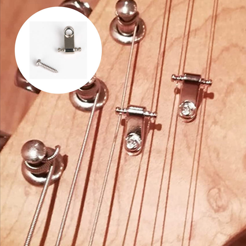 Lovermusic 20 Sets Silver Zinc Alloy Electric Guitar Roller String Tree & 20pcs Retainers Guides with Screws Electric Guitar Parts